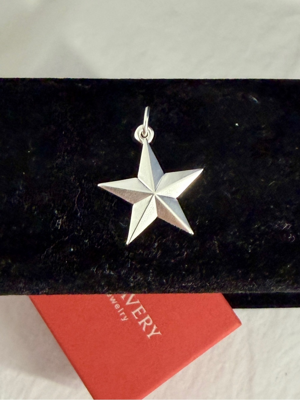 JAMES AVERY Sterling Silver 3-D Beveled Texas Star Charm Pendant; RETIRED